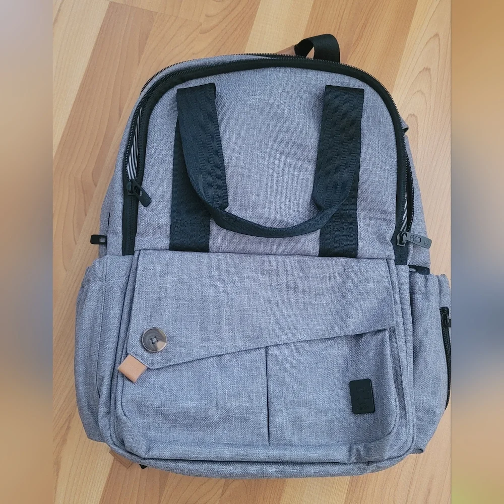 New Multi-Pocket Backpack Heather Grey Baby Diaper Bag Outdoor Hiking Quality